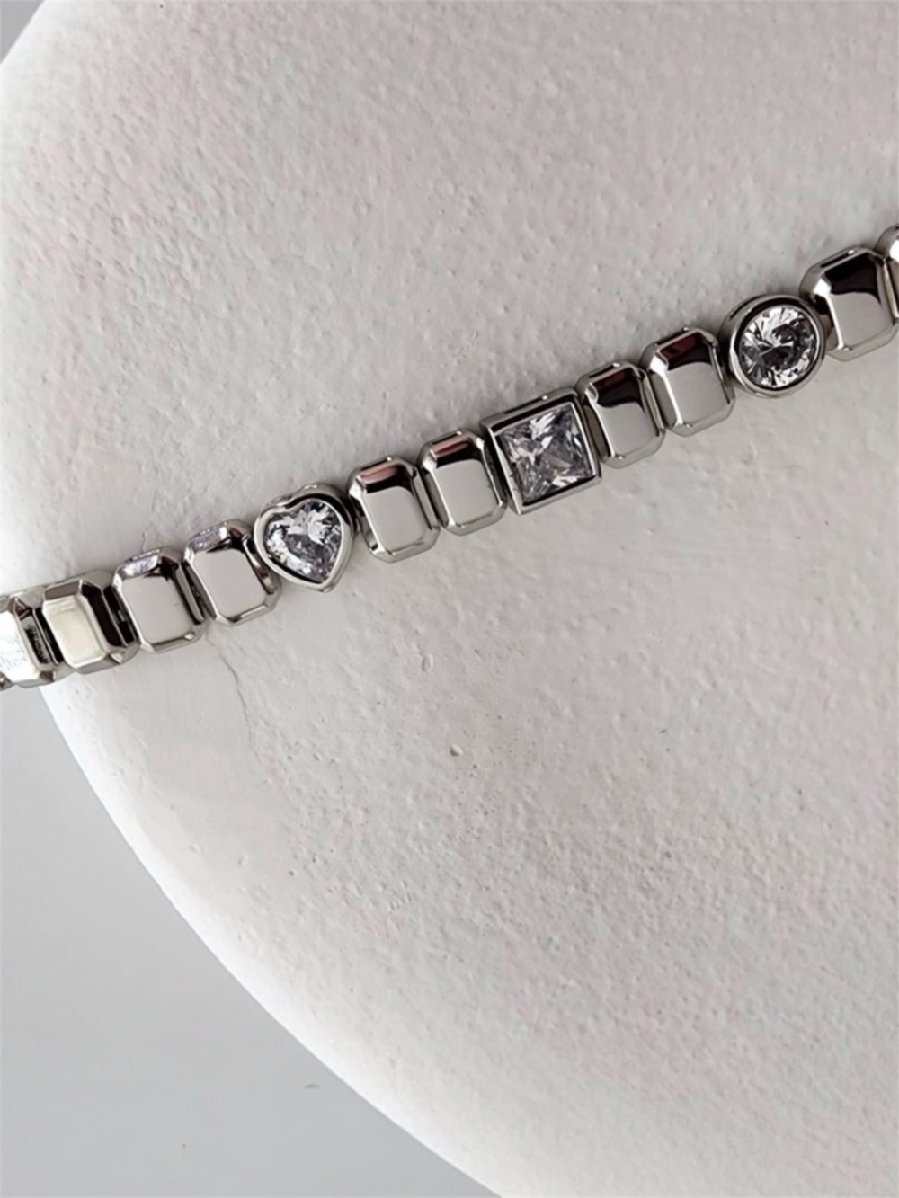 Real Crystal Bracelet Platinum Plated | Geometric Rectangle Modern Design